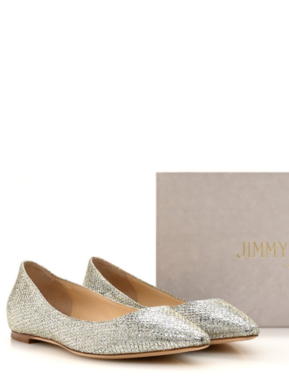 Jimmy Choo Romy Dusty Glitter Pointed Toe Ballet Flats